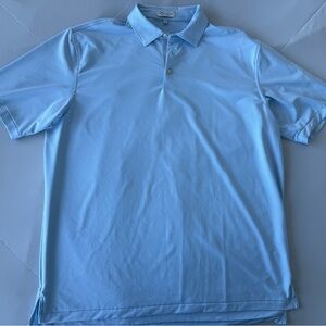 Peter Millar Summer Comfort Polo Shirt Men’s XL Light Blue Striped Grey Goose